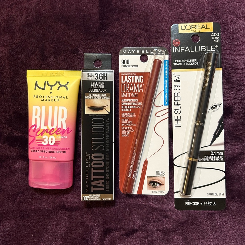 Trio Eyeliners & NYX Blur Sunscreen Bundle Professional Makeup